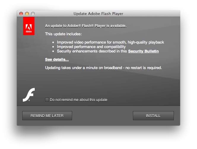 adobe flash update mac